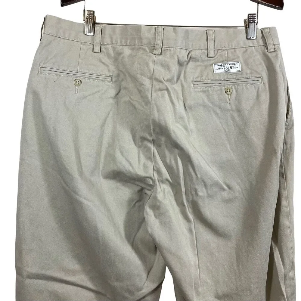 Polo Ralph Lauren Khaki Classic Chino Cotton Prospect Pants Men's Size 38 x 34